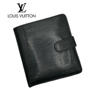 Louis Vuitton VINTAGE 1997 Epi Black Leather Bifold Compact‎ Wallet